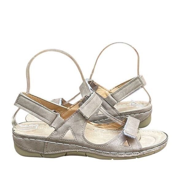NEW Josdec Sandals Women's 37 Taupe Open Toe Platform Orthopedic Dressy Summer - Picture 5 of 8